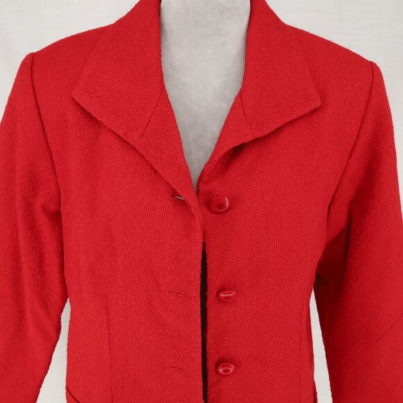 Coldwater Creek Jacket Womens Large Red Tweed Lined Blazer Pockets Career - Picture 13 of 16